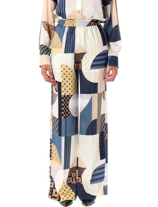FENDI Patchwork Print Trousers Size 38