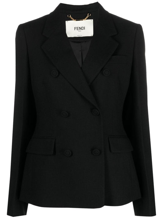 FENDI Wool Double-Breasted Blazer Jacket