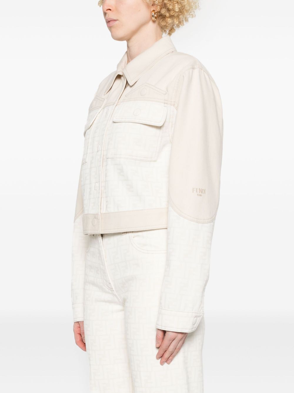 FENDI Women's Crop Denim Jacket with FF Inserts