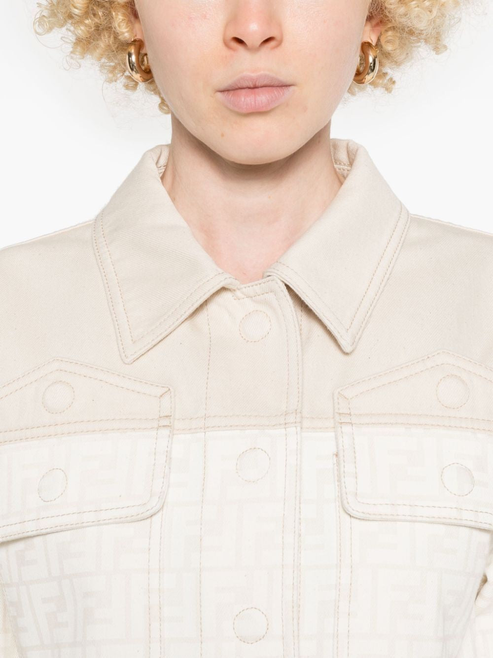 FENDI Women's Crop Denim Jacket with FF Inserts