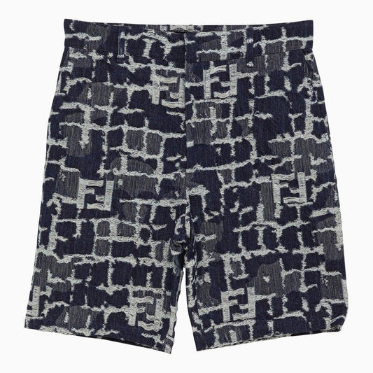 FENDI Embroidered Denim Bermuda Shorts for Men