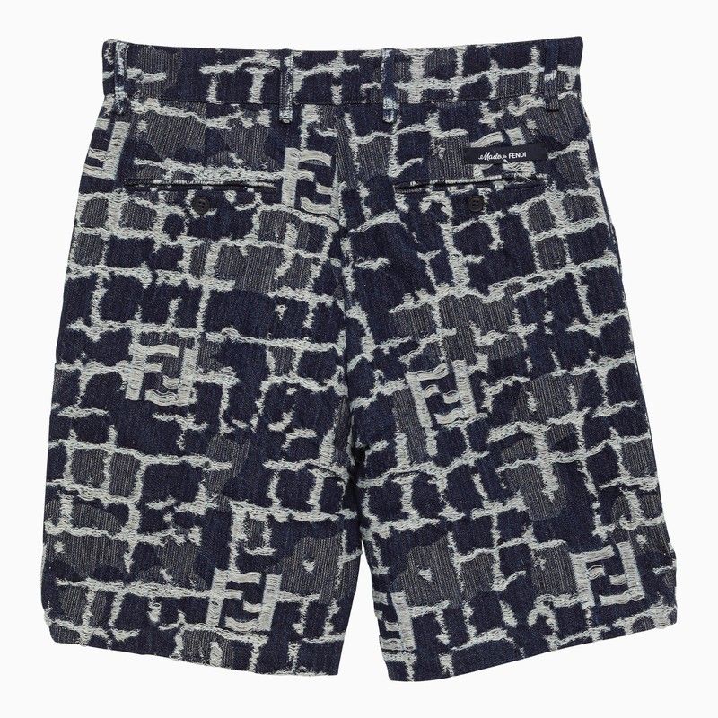 FENDI Embroidered Denim Bermuda Shorts for Men