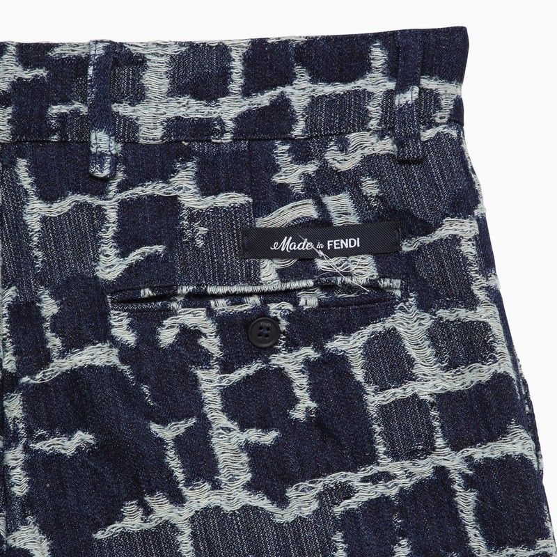 FENDI Embroidered Denim Bermuda Shorts for Men