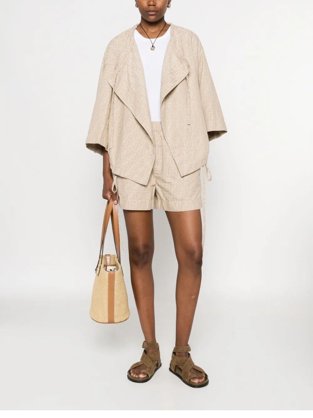 FENDI Embroidered Chambray Mini Shorts for Women