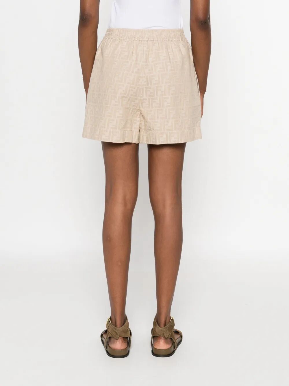 FENDI Embroidered Chambray Mini Shorts for Women