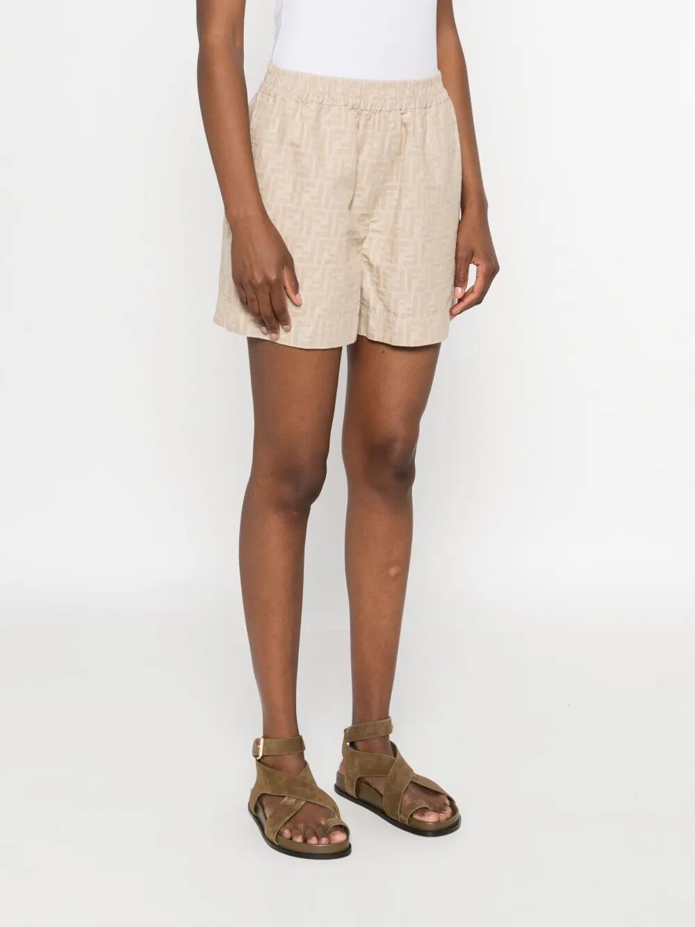 FENDI Embroidered Chambray Mini Shorts for Women