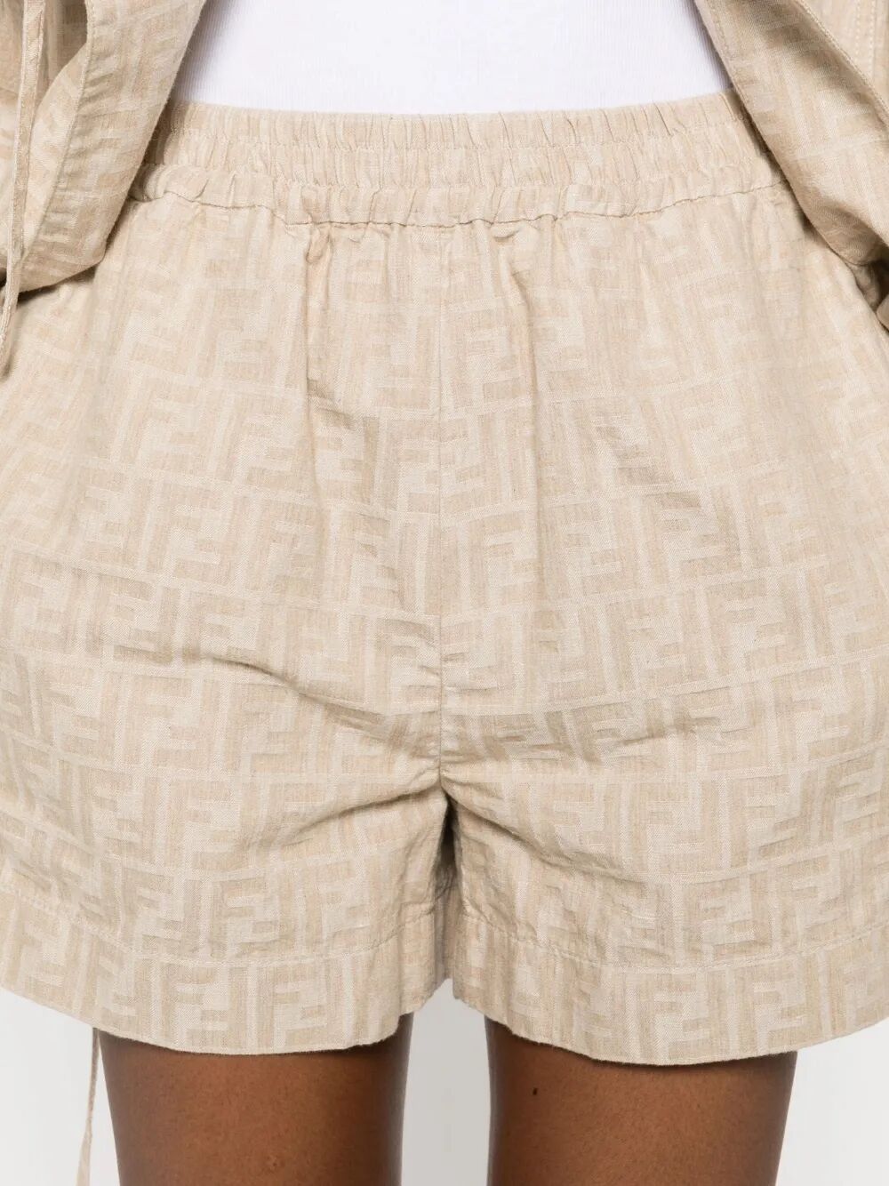 FENDI Embroidered Chambray Mini Shorts for Women