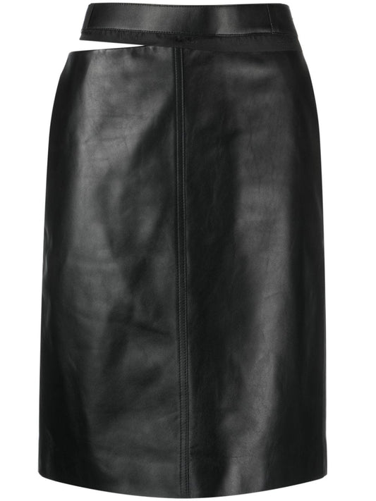 FENDI Slim Fit Leather Skirt - Size 42