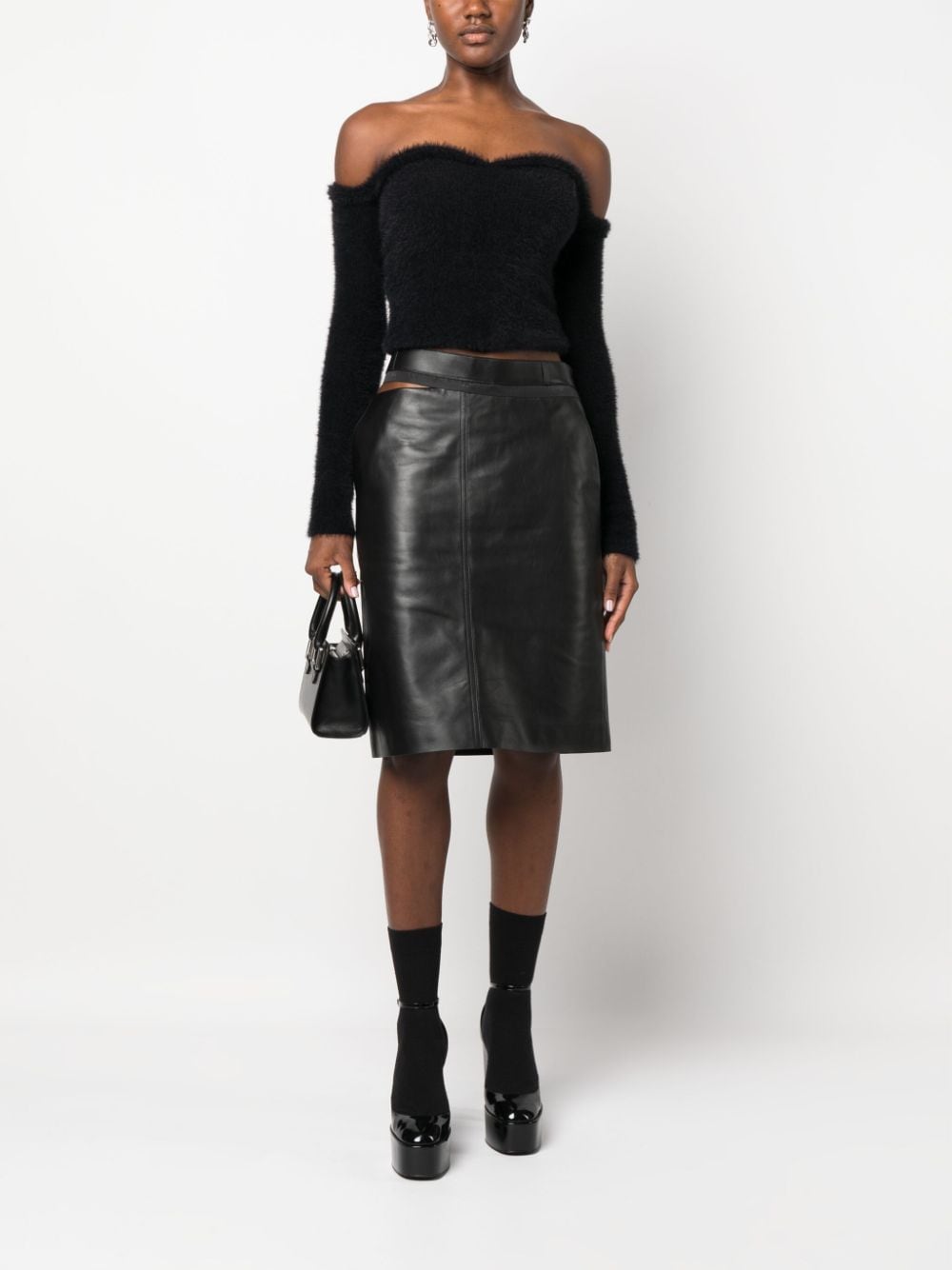 FENDI Slim Fit Leather Skirt - Size 42