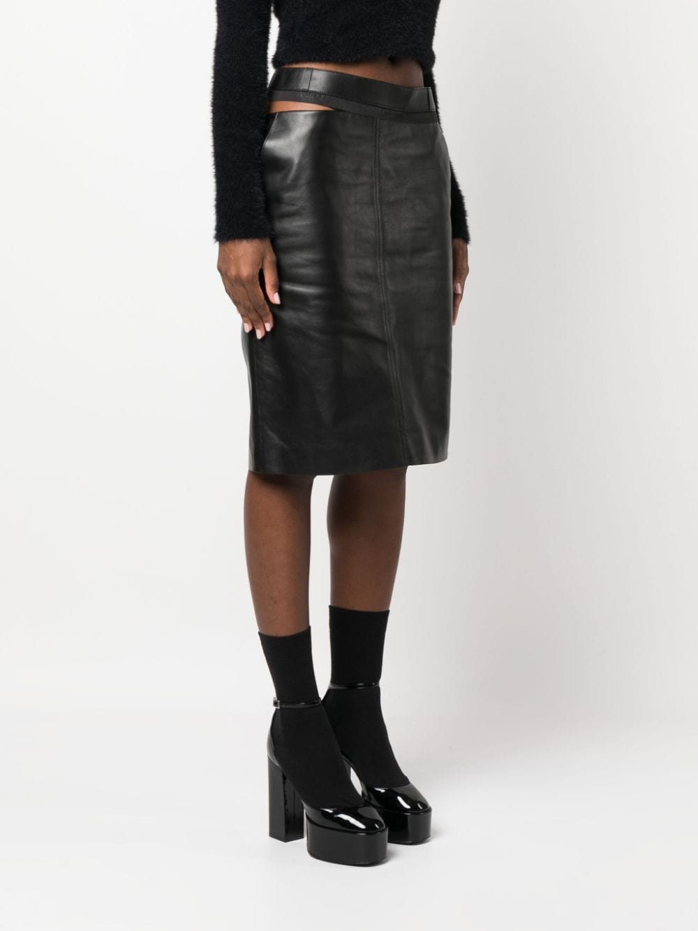 FENDI Slim Fit Leather Skirt - Size 42