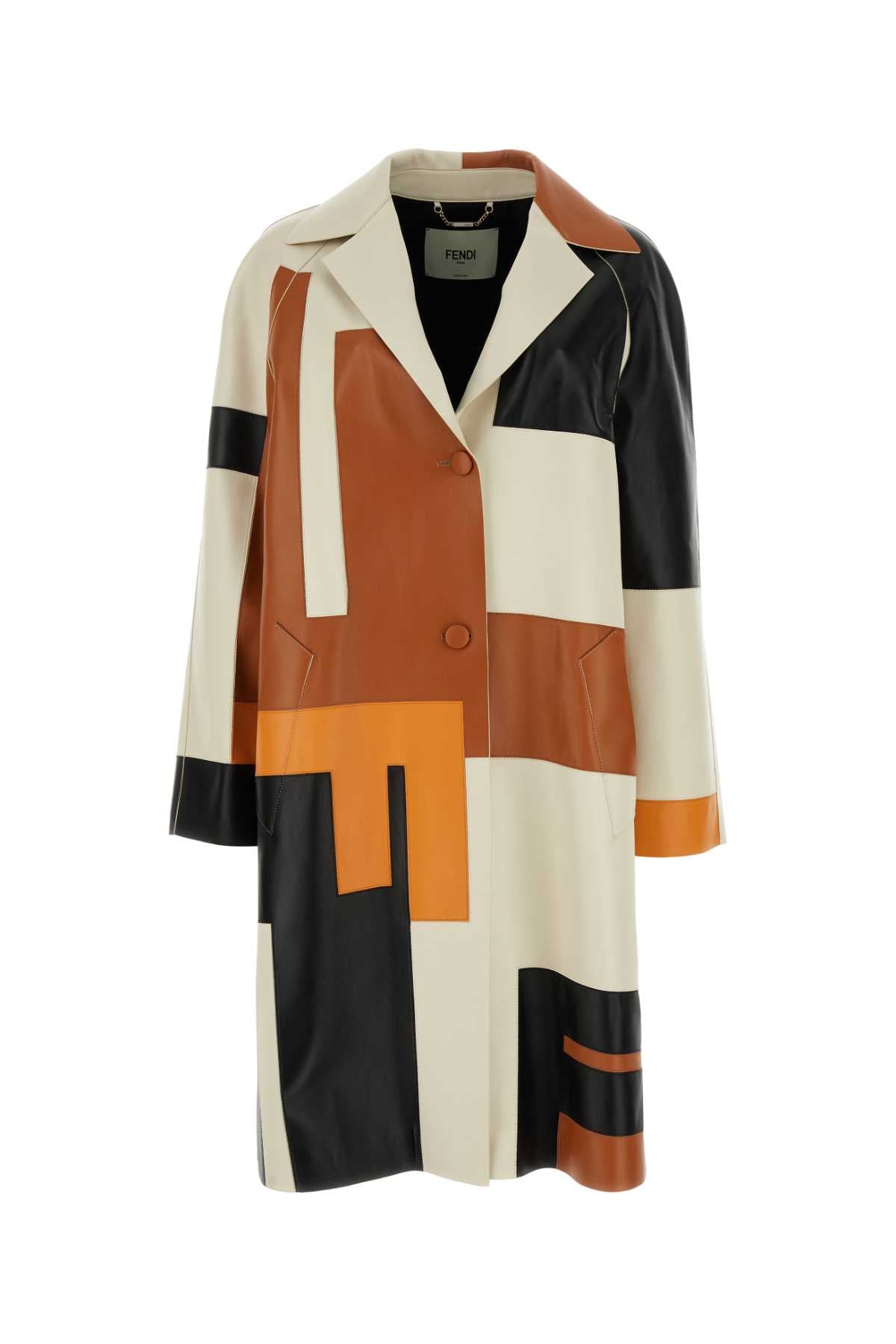 FENDI Trendy Multicolor Nappa Leather Overcoat for Women