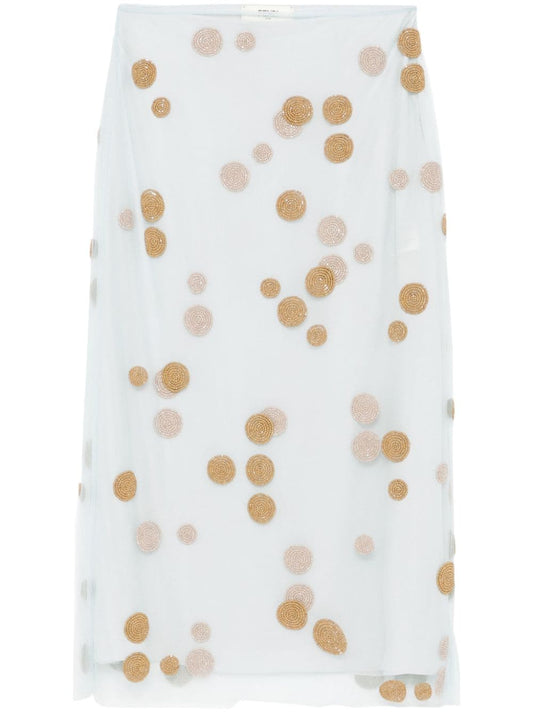 FENDI Embroidered Midi Skirt with Bead Embellishment