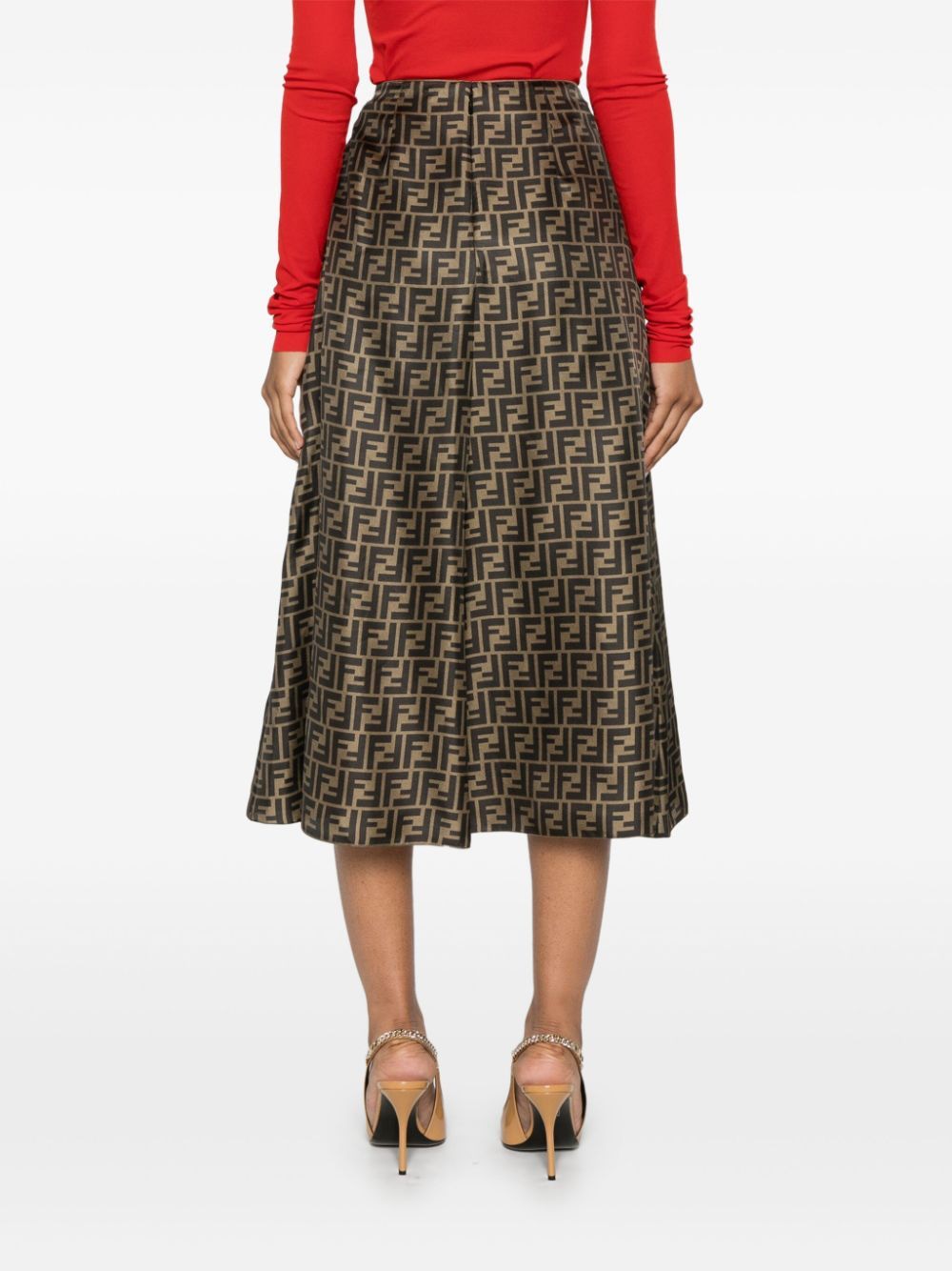 FENDI Embroidered Mini Silk Skirt