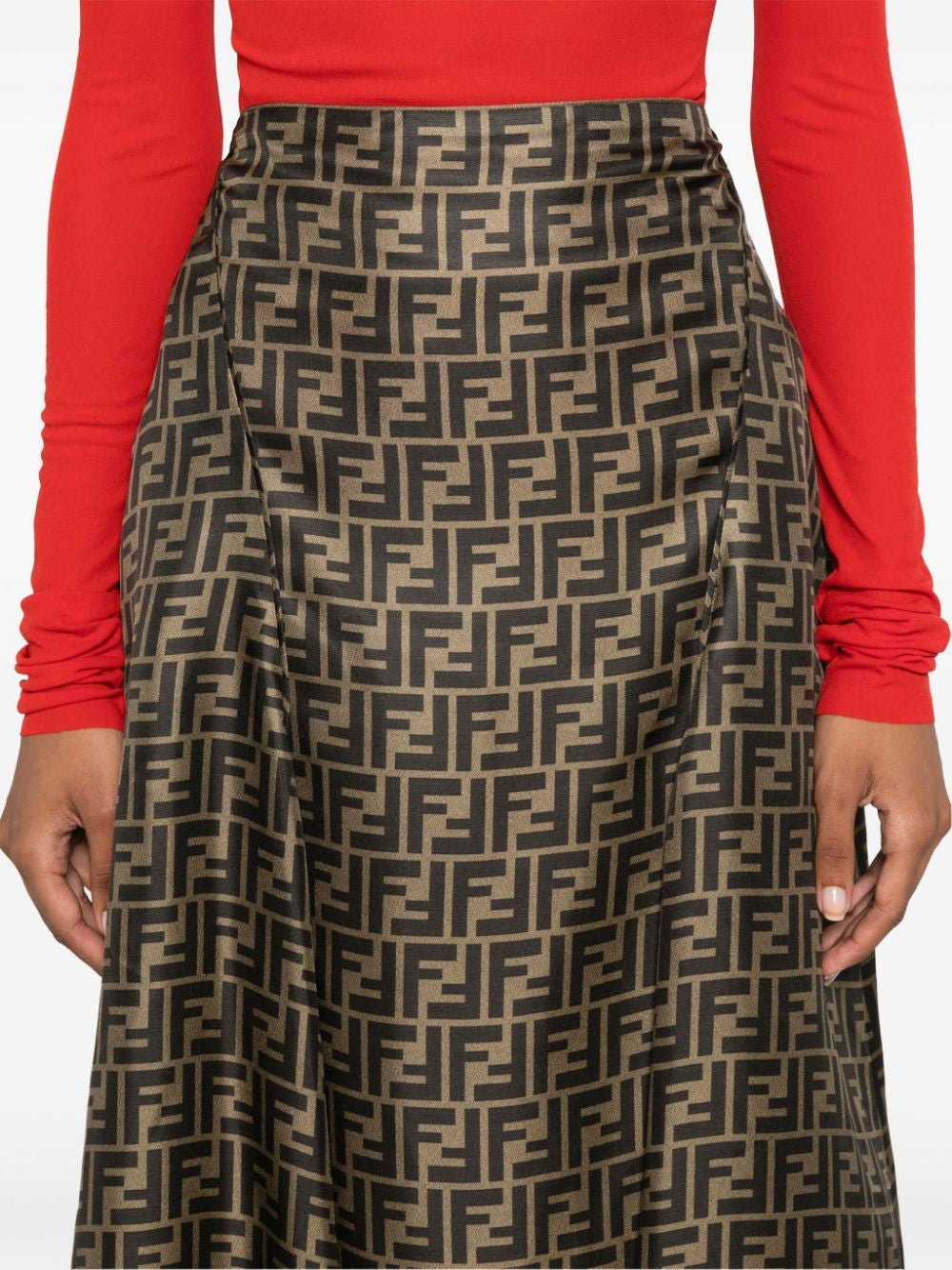 FENDI Embroidered Mini Silk Skirt