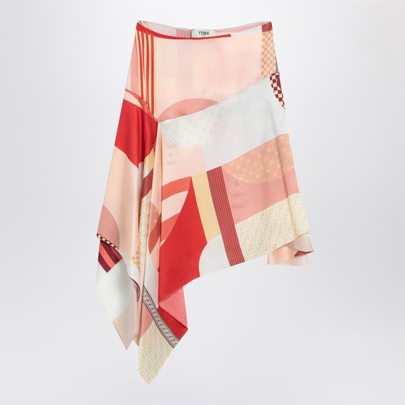 FENDI Silk Skirt with Patchwork Print