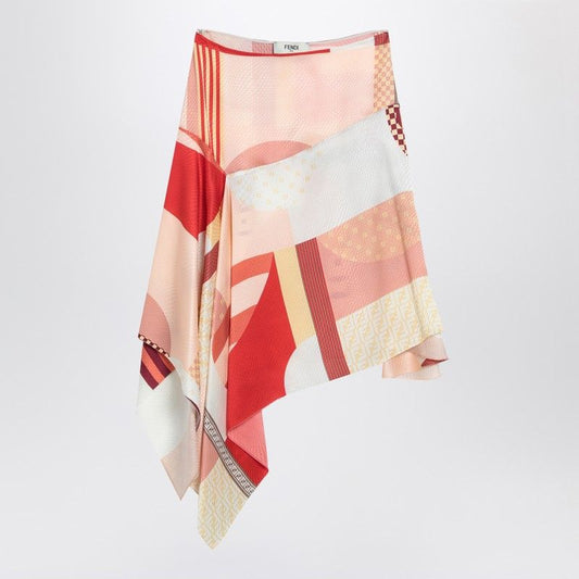 FENDI Silk Skirt with Patchwork Print