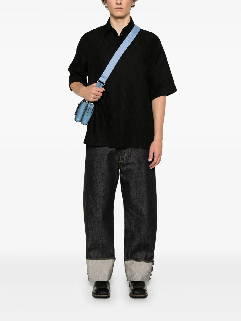FENDI Men's Linen Blend Jacquard Shirt - SS25 Collection