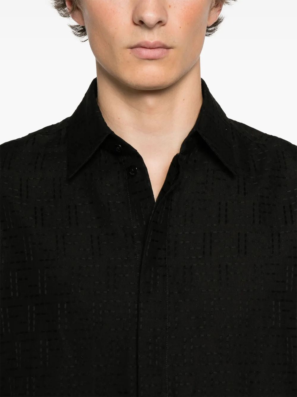 FENDI Men's Linen Blend Jacquard Shirt - SS25 Collection