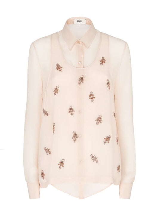 FENDI Silk Georgette Mini Blouse for Women