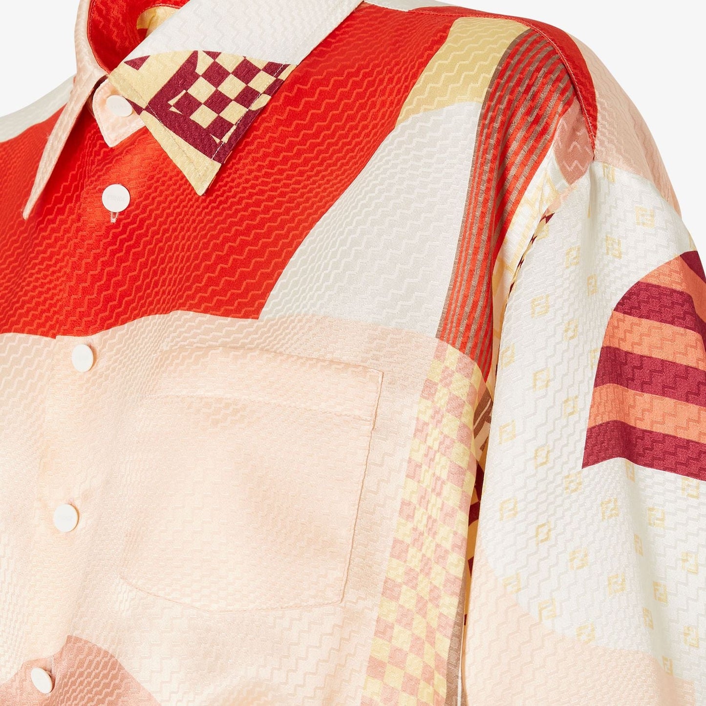 FENDI Silk Mini Abstract Print Button-Up Shirt