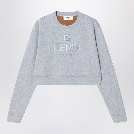 FENDI Cropped Fleece Cotton Sweatshirt for Women