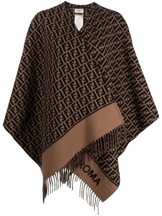 FENDI Stylish FF Logo Print Poncho