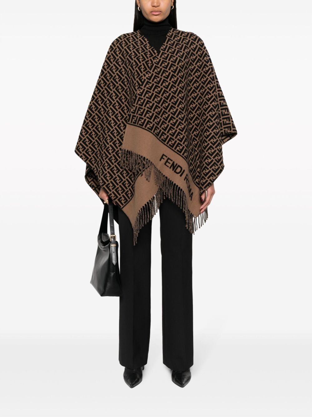 FENDI Stylish FF Logo Print Poncho