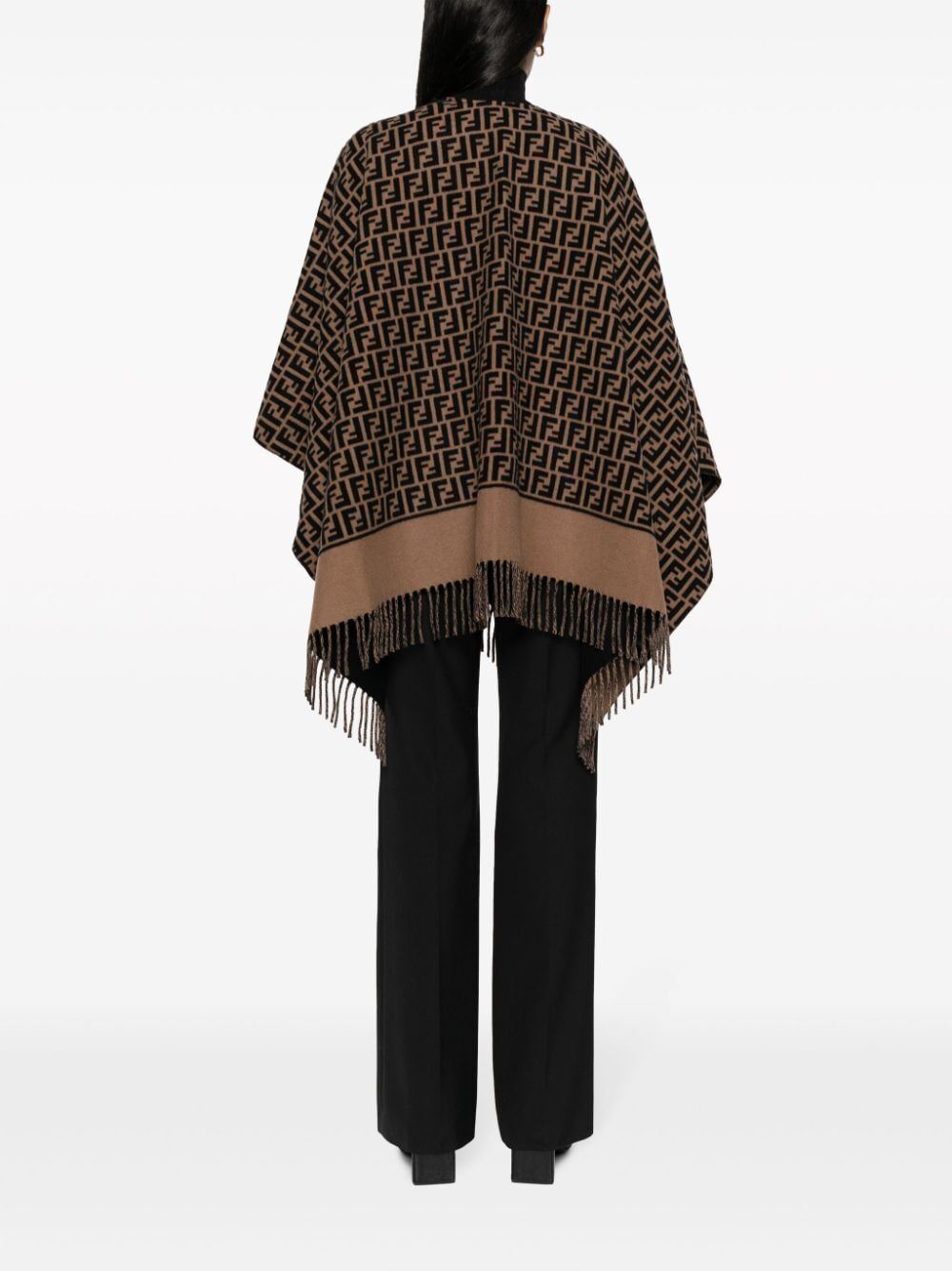 FENDI Stylish FF Logo Print Poncho