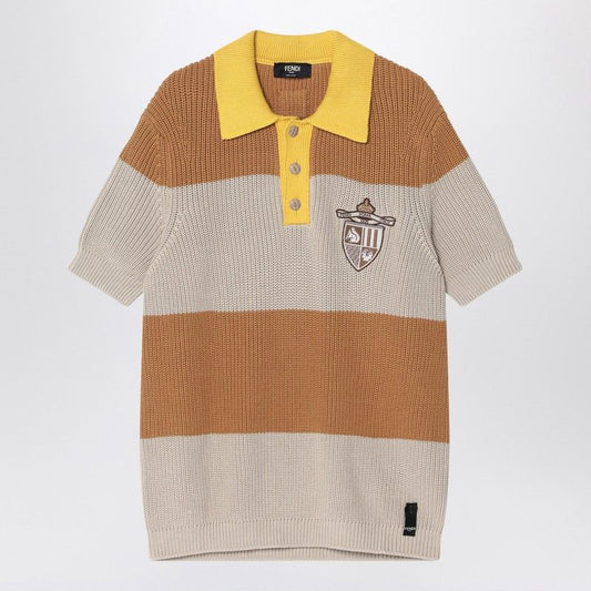FENDI Striped Mini Polo Shirt for Men