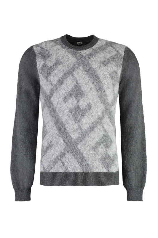 FENDI Embroidered Wool Blend Sweater for Men - FW23 Collection
