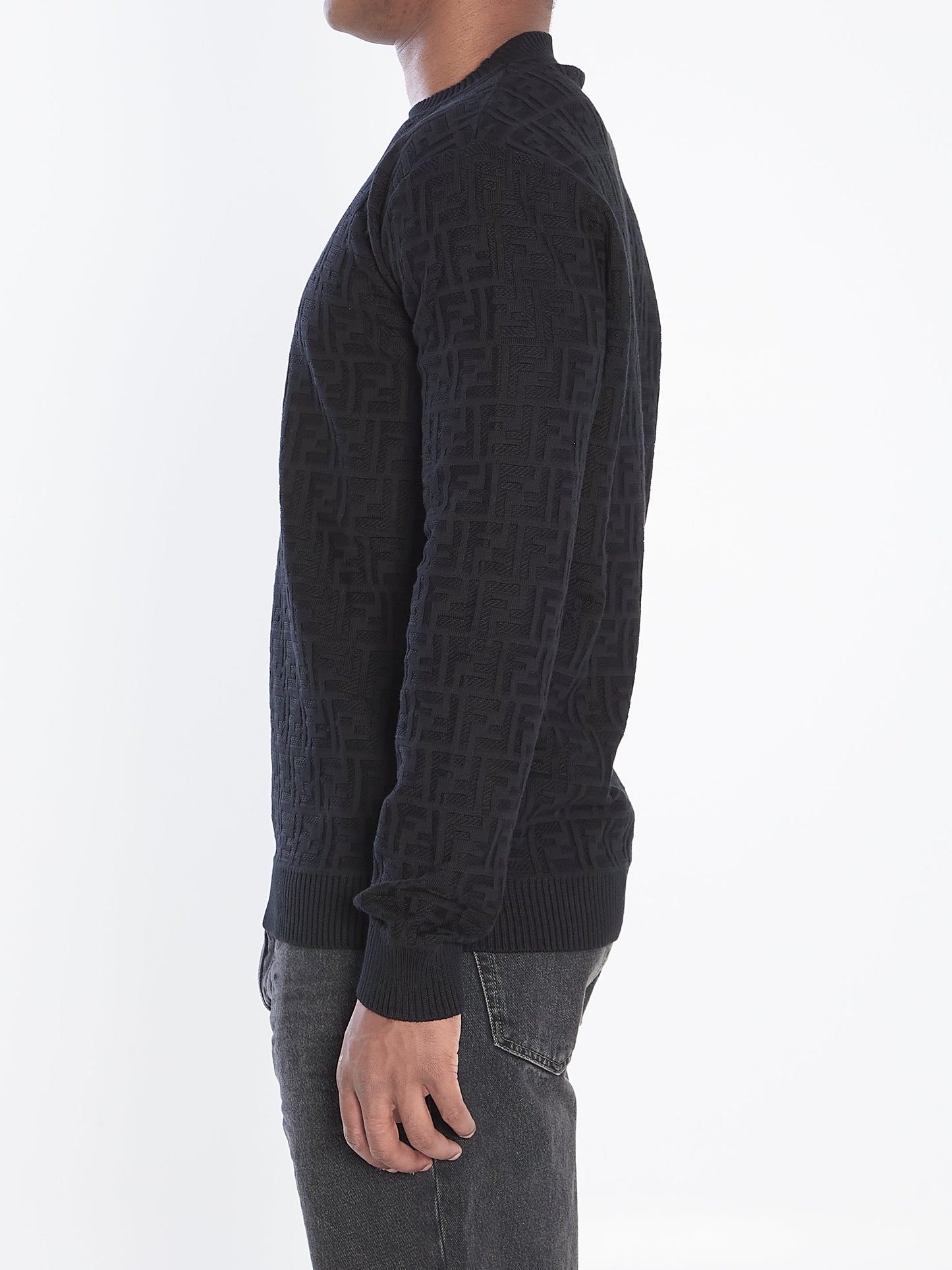 FENDI Men's FF Monogram Pullover Sweater - Regular Fit, Size IT 50