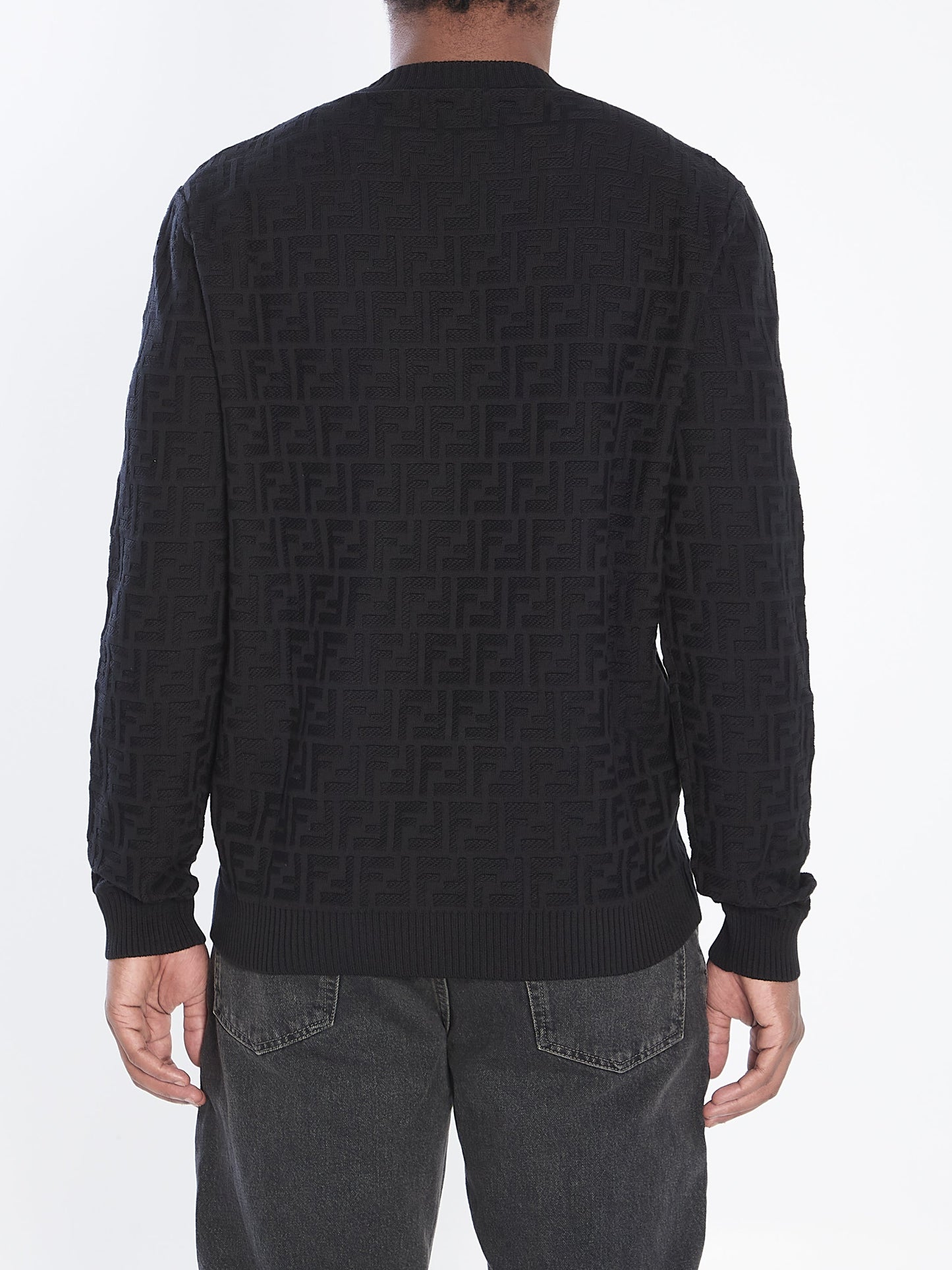 FENDI Men's FF Monogram Pullover Sweater - Regular Fit, Size IT 50