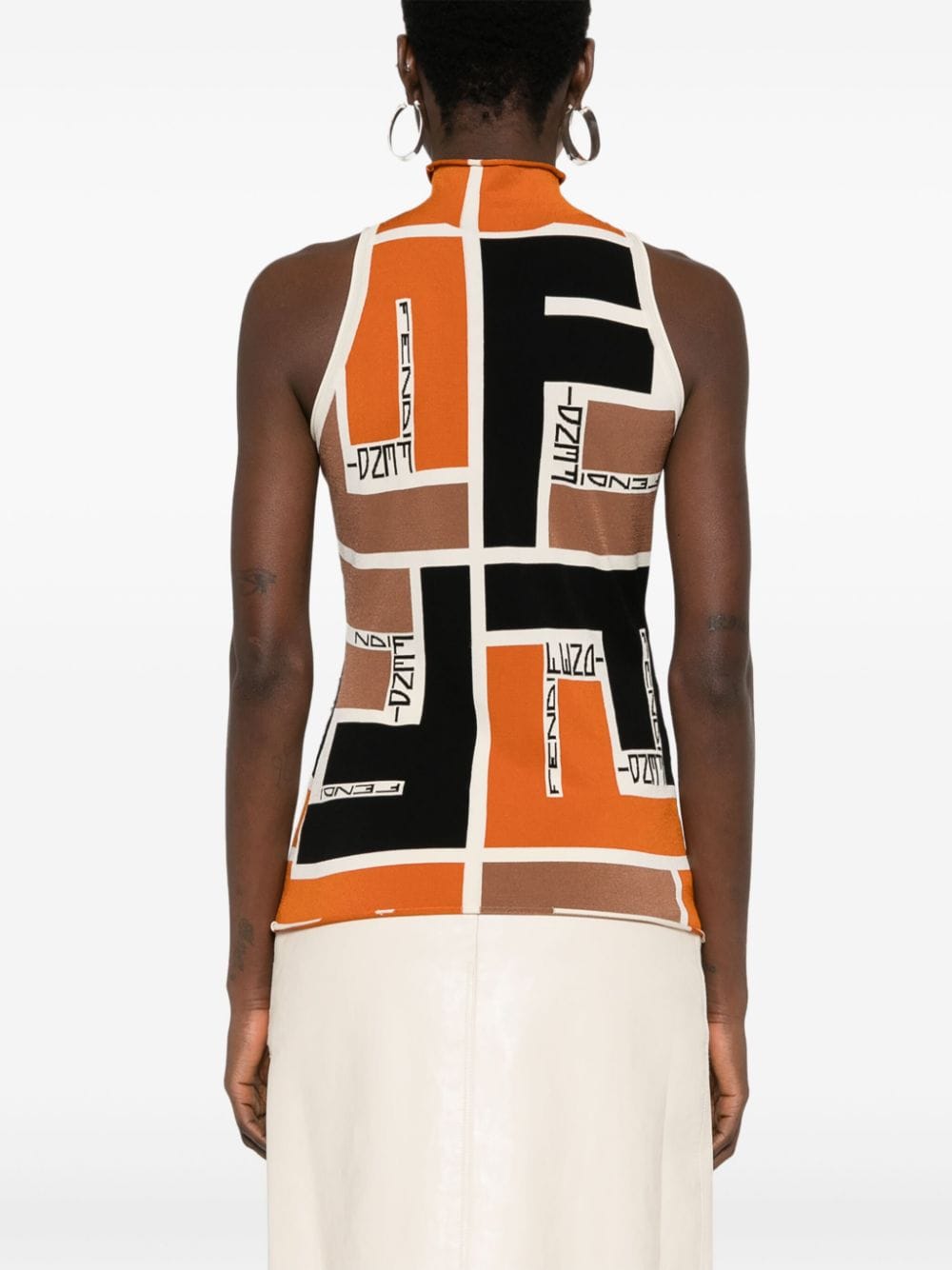 FENDI Multicolor Printed Turtle-Neck Top