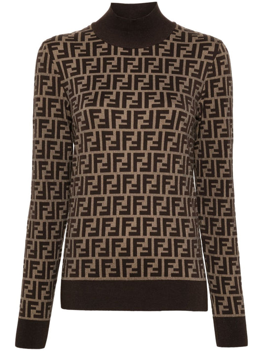 FENDI High-Neck Jacquard Sweater