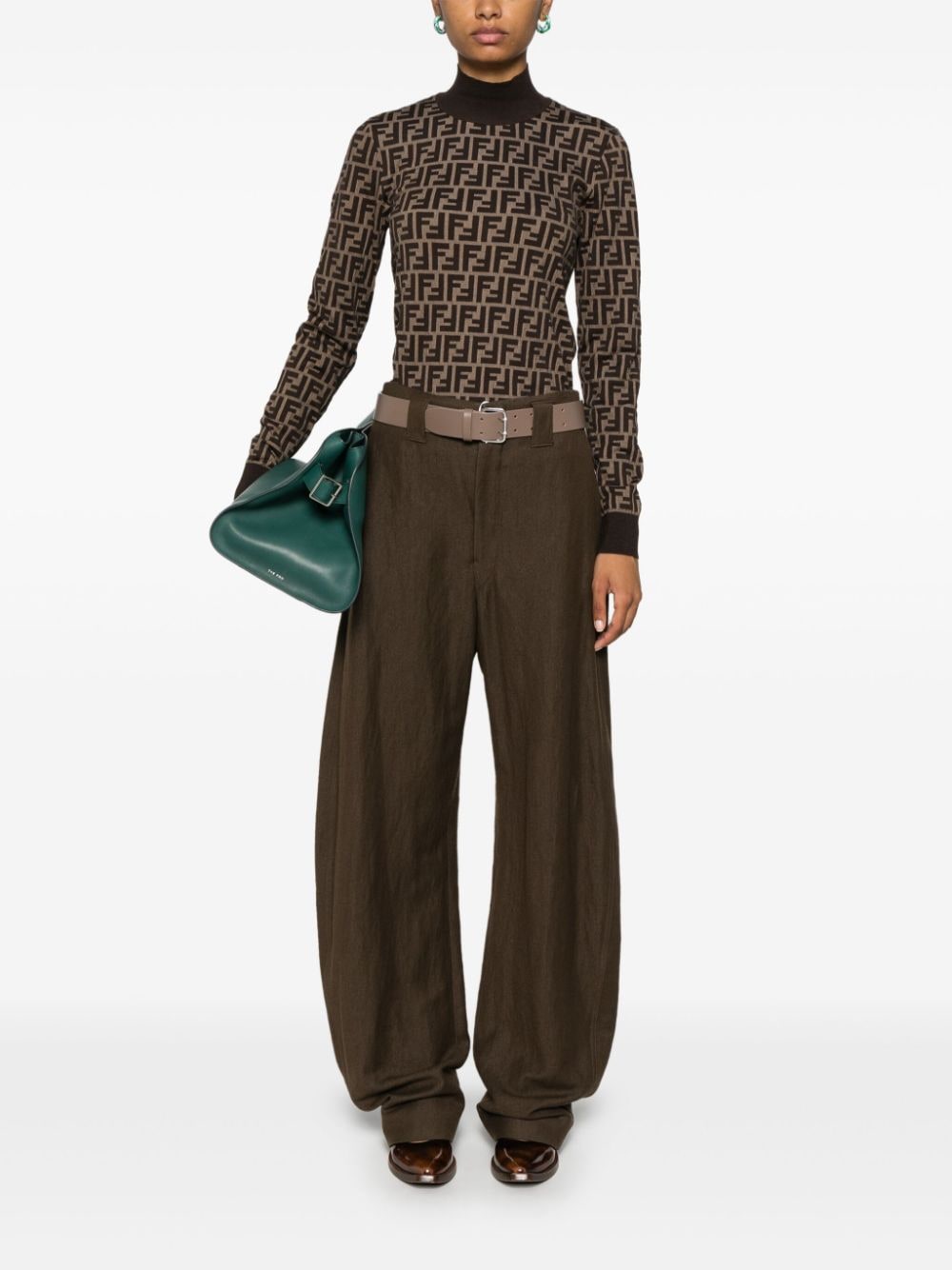 FENDI High-Neck Jacquard Sweater