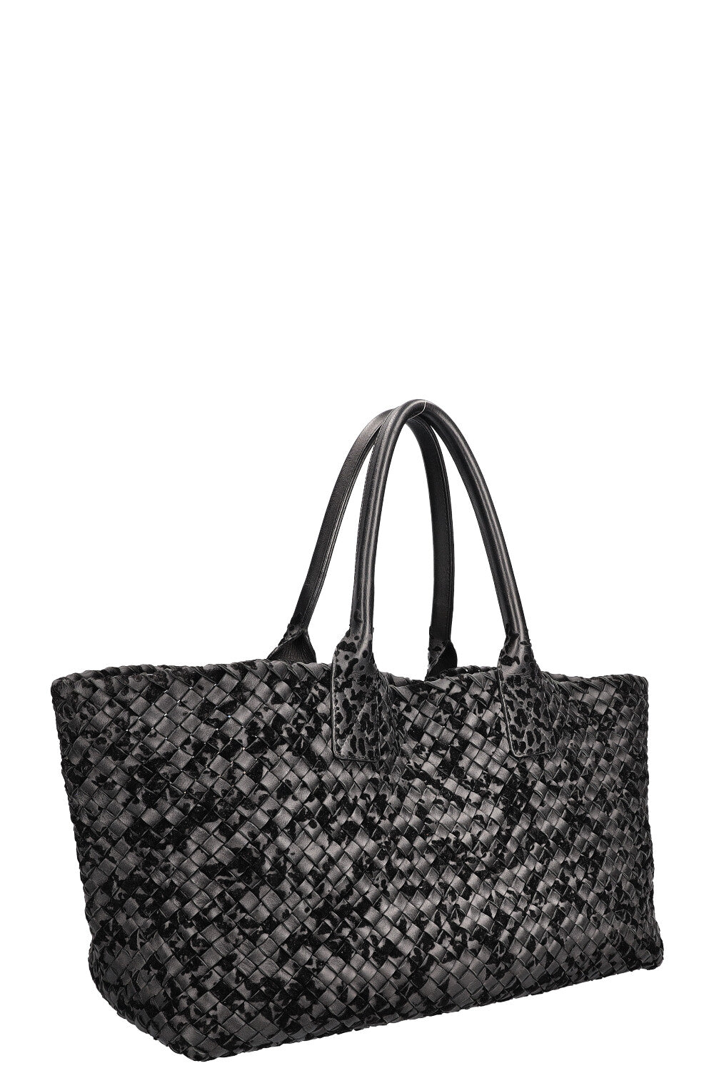 BOTTEGA VENETA Medium Cabat Tote Intrecciato Black with Velours Veneta