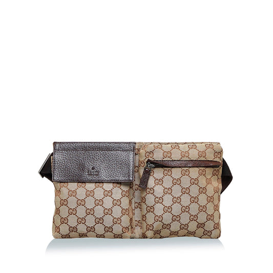Gucci GG Canvas Double Pocket Belt Bag (SHG-Ne4e13)