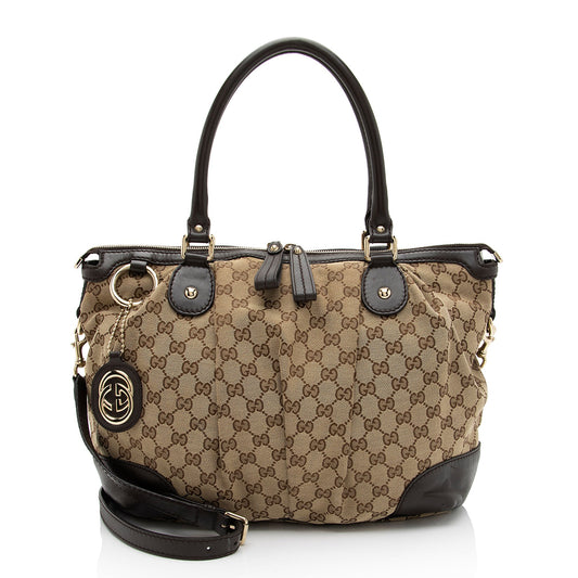 Gucci GG Canvas Sukey Top Handle Large Satchel (SHF-UQfjnb)