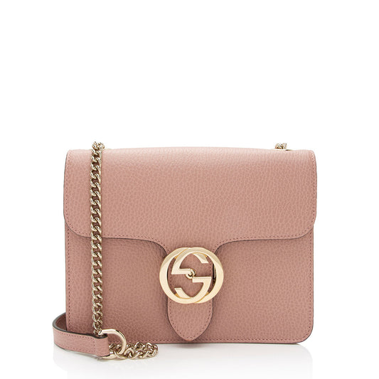 Gucci Leather Interlocking G Small Shoulder Bag (SHF-6sbkNl)