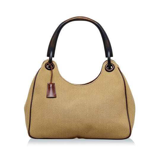Gucci Wood Handle Canvas Handbag (SHG-zB1eEr)