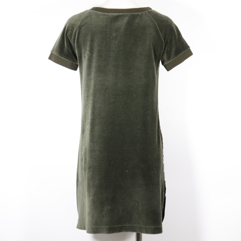 Gucci Velour Side Line Dress Khaki