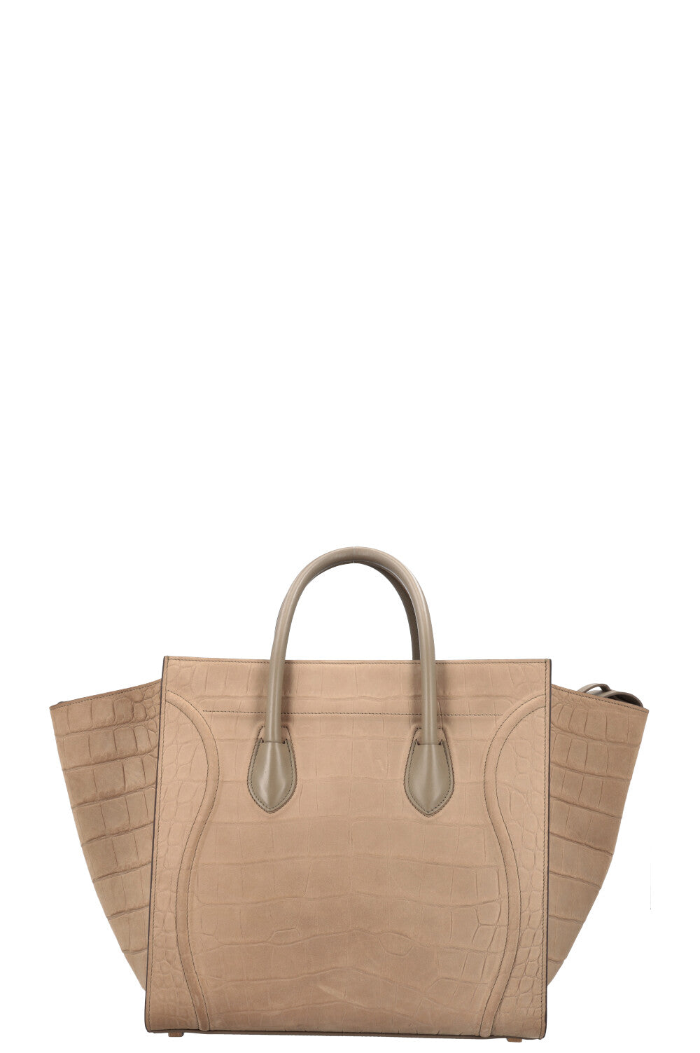 CELINE Phantom Luggage Large Croc Embossed Beige