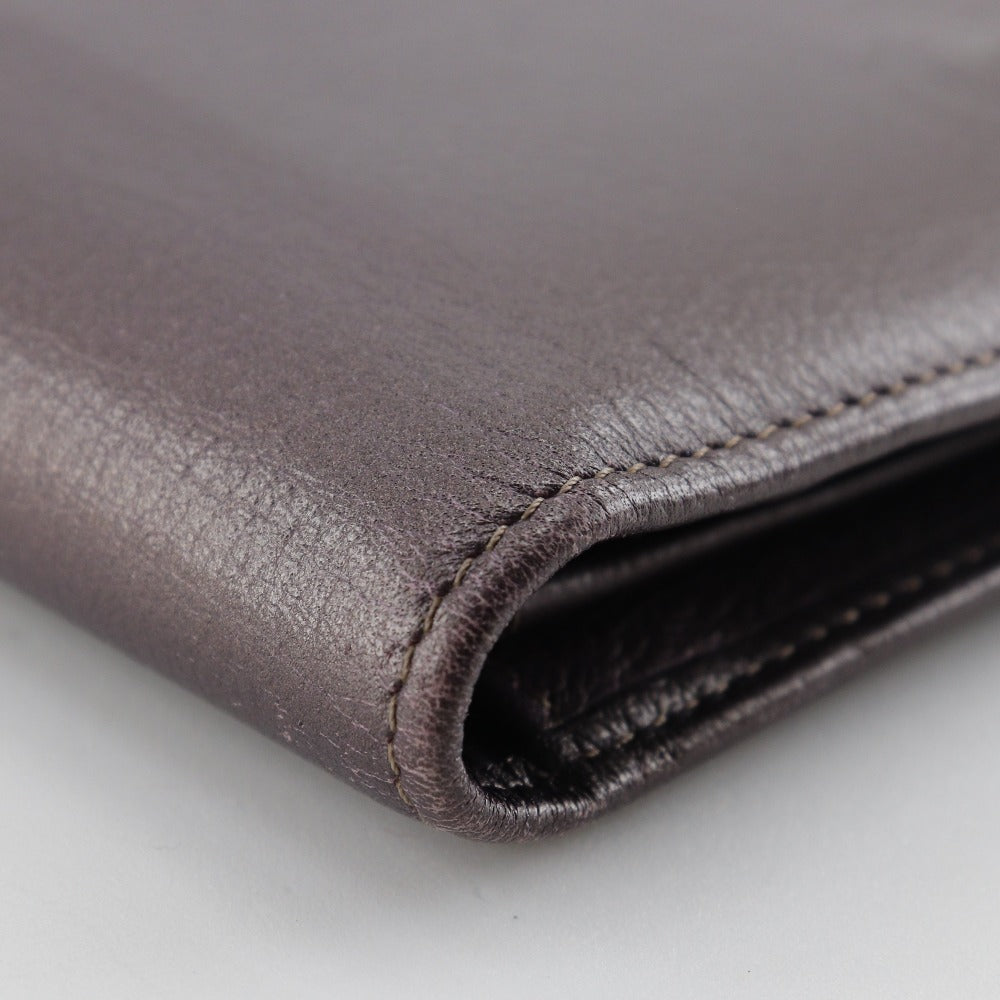 Chanel Camellia Leather Long Wallet Metallic Purple