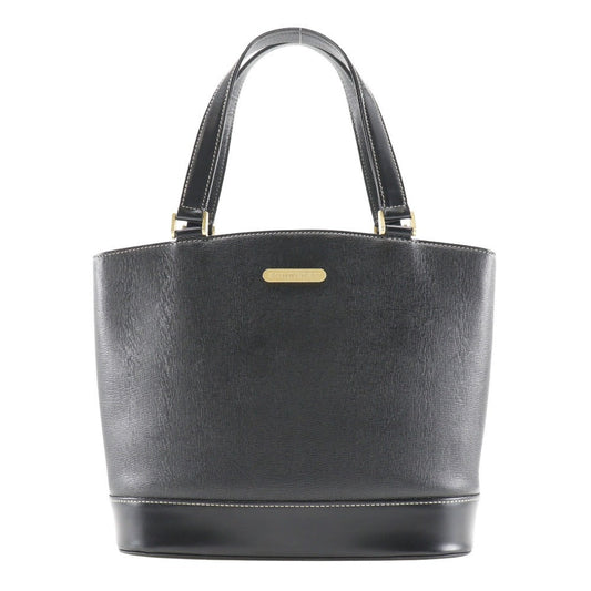 Burberry Calf Logo Plate Tote Handbag Black