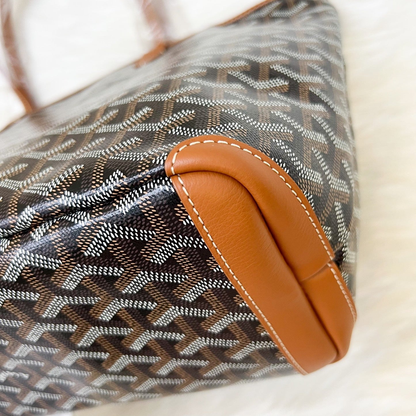Goyard Artois PM Tote in Black and Tan Signature Goyardine Canvas