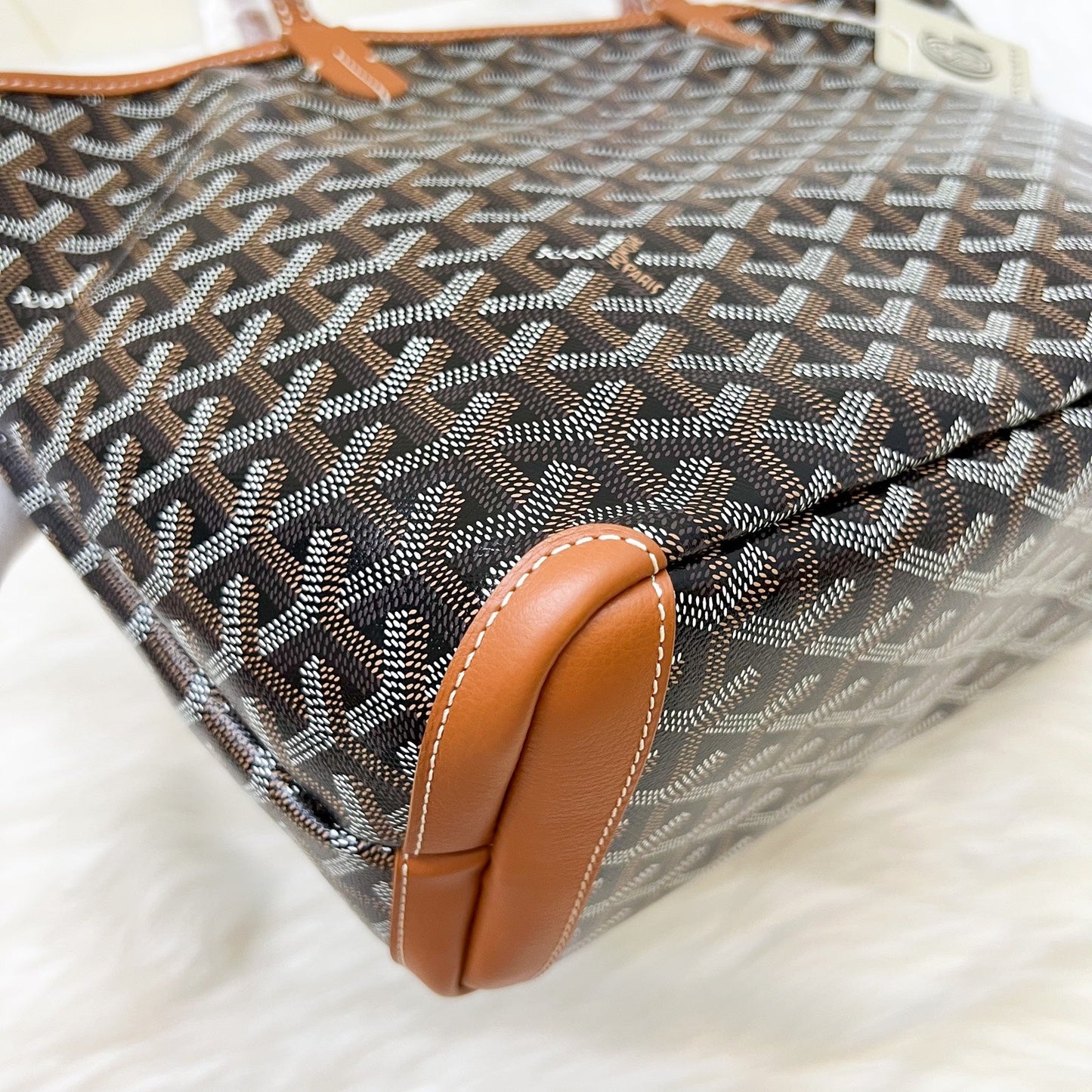 Goyard Artois PM Tote in Black and Tan Signature Goyardine Canvas