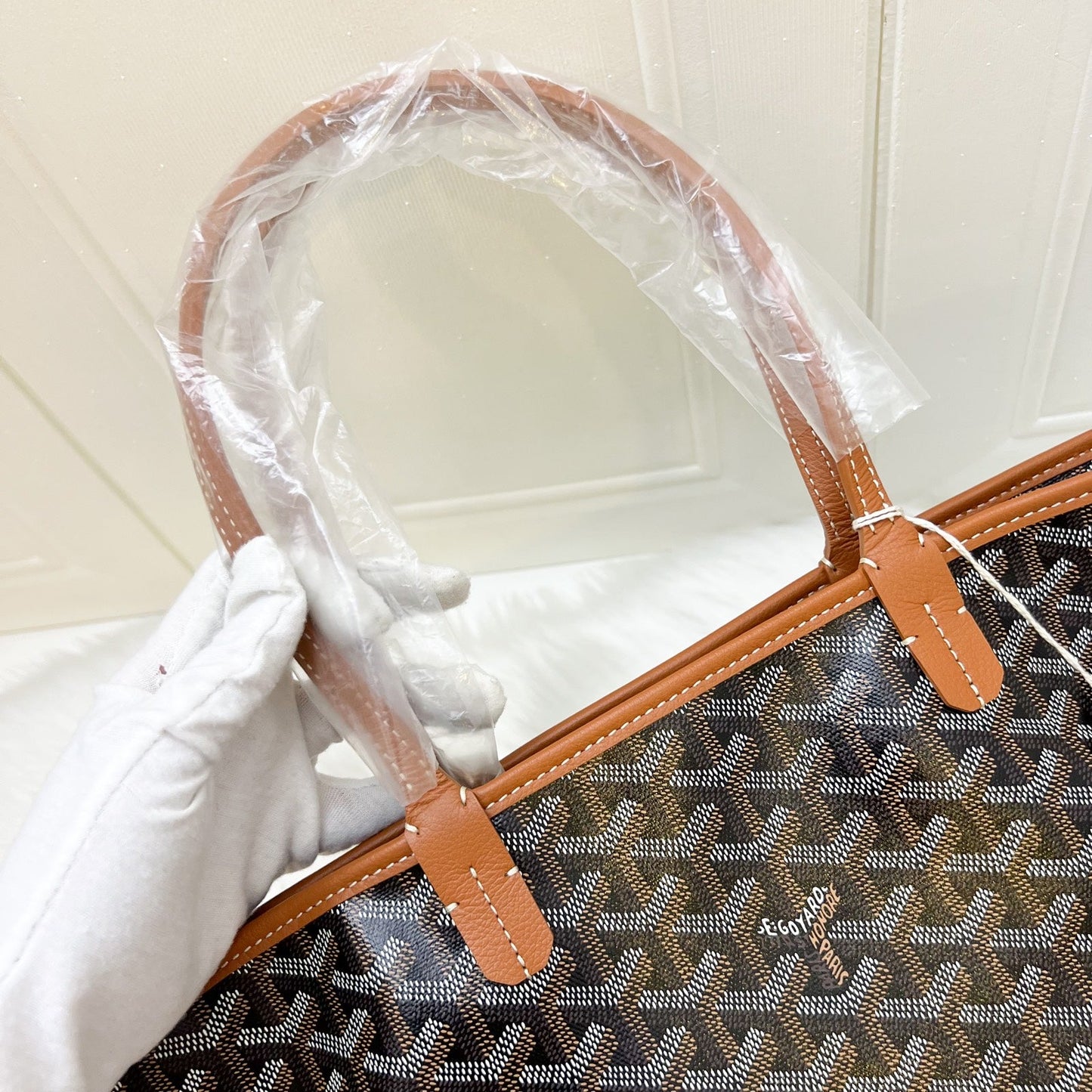 Goyard Artois PM Tote in Black and Tan Signature Goyardine Canvas