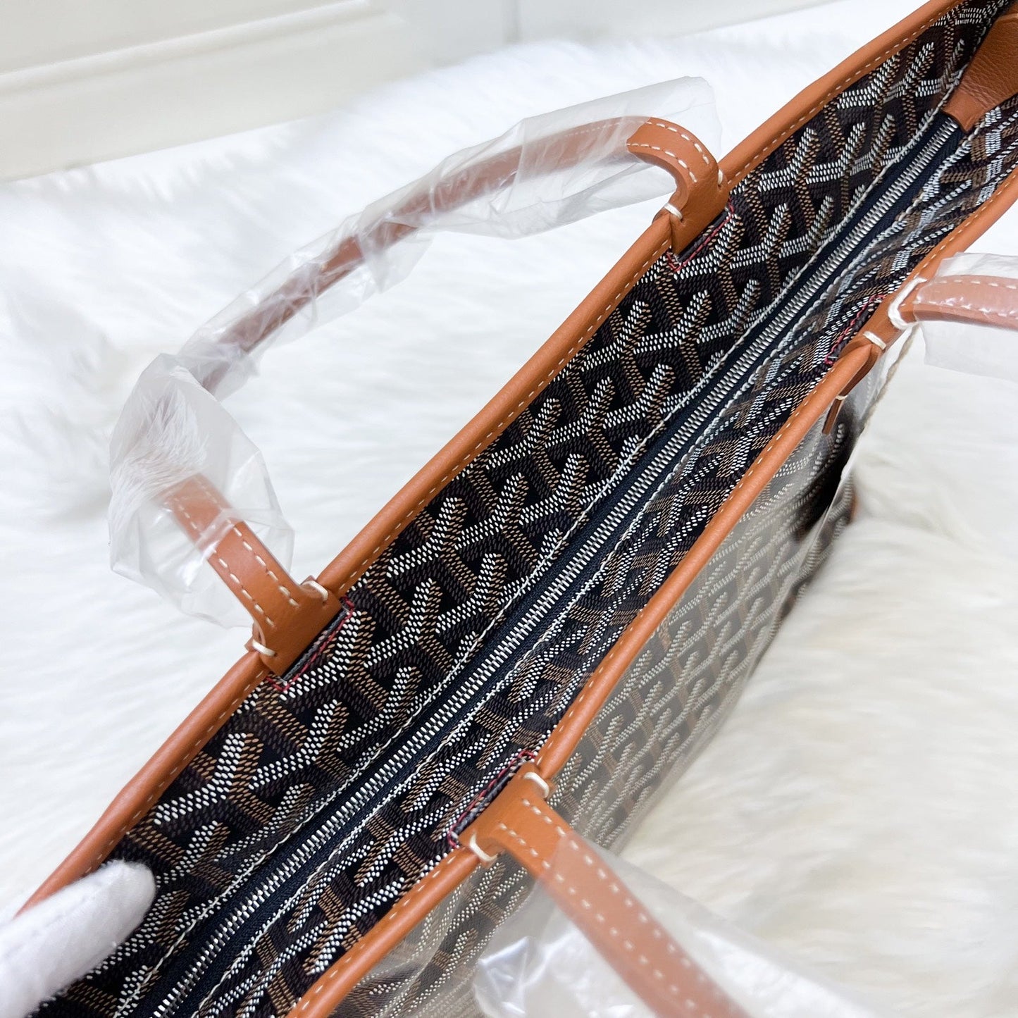 Goyard Artois PM Tote in Black and Tan Signature Goyardine Canvas