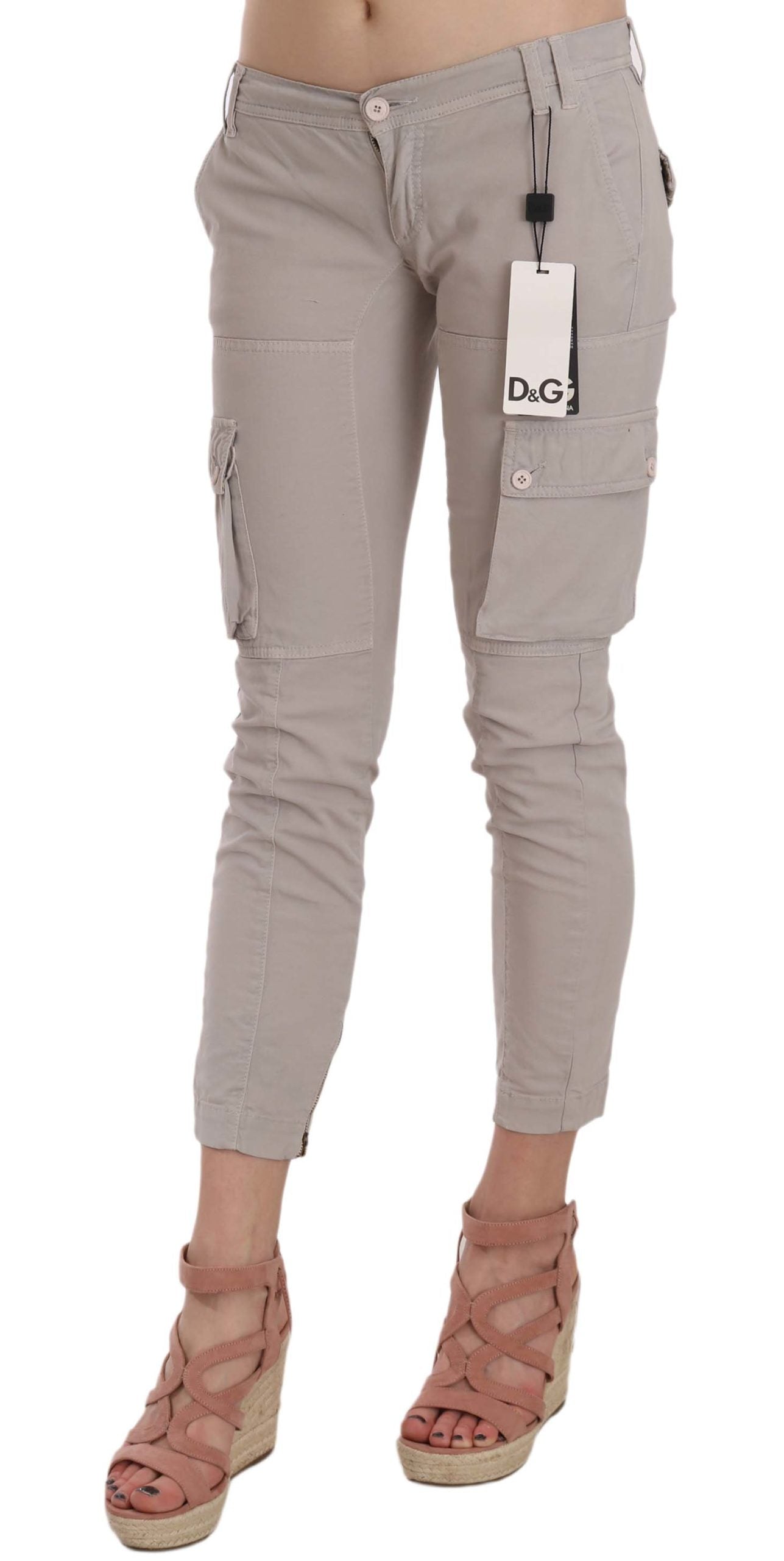 Dolce & Gabbana Casual Fitted Khaki Trousers Women's Pants