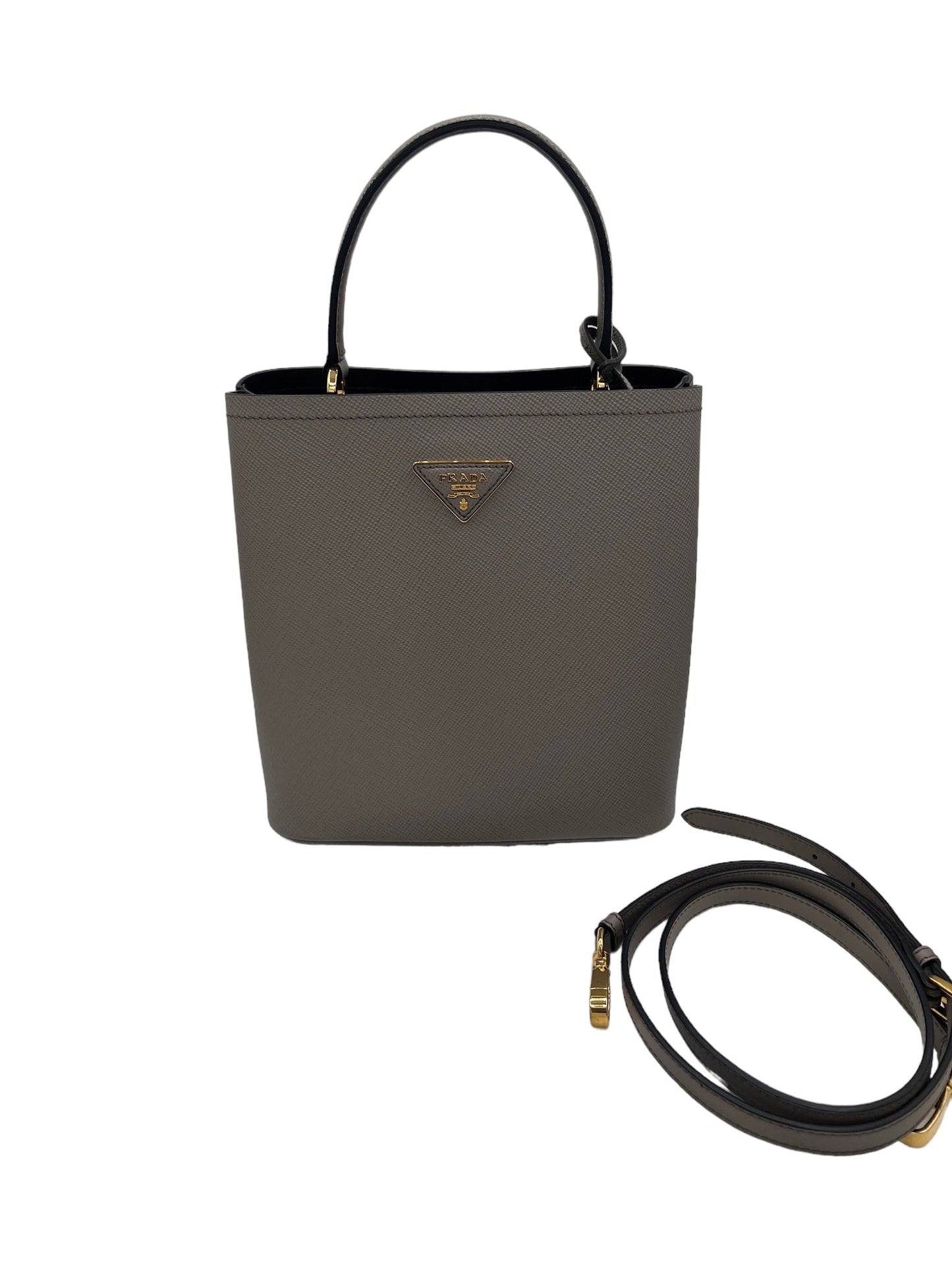 PRADA - Panier Gray Saffiano Leather Handbag